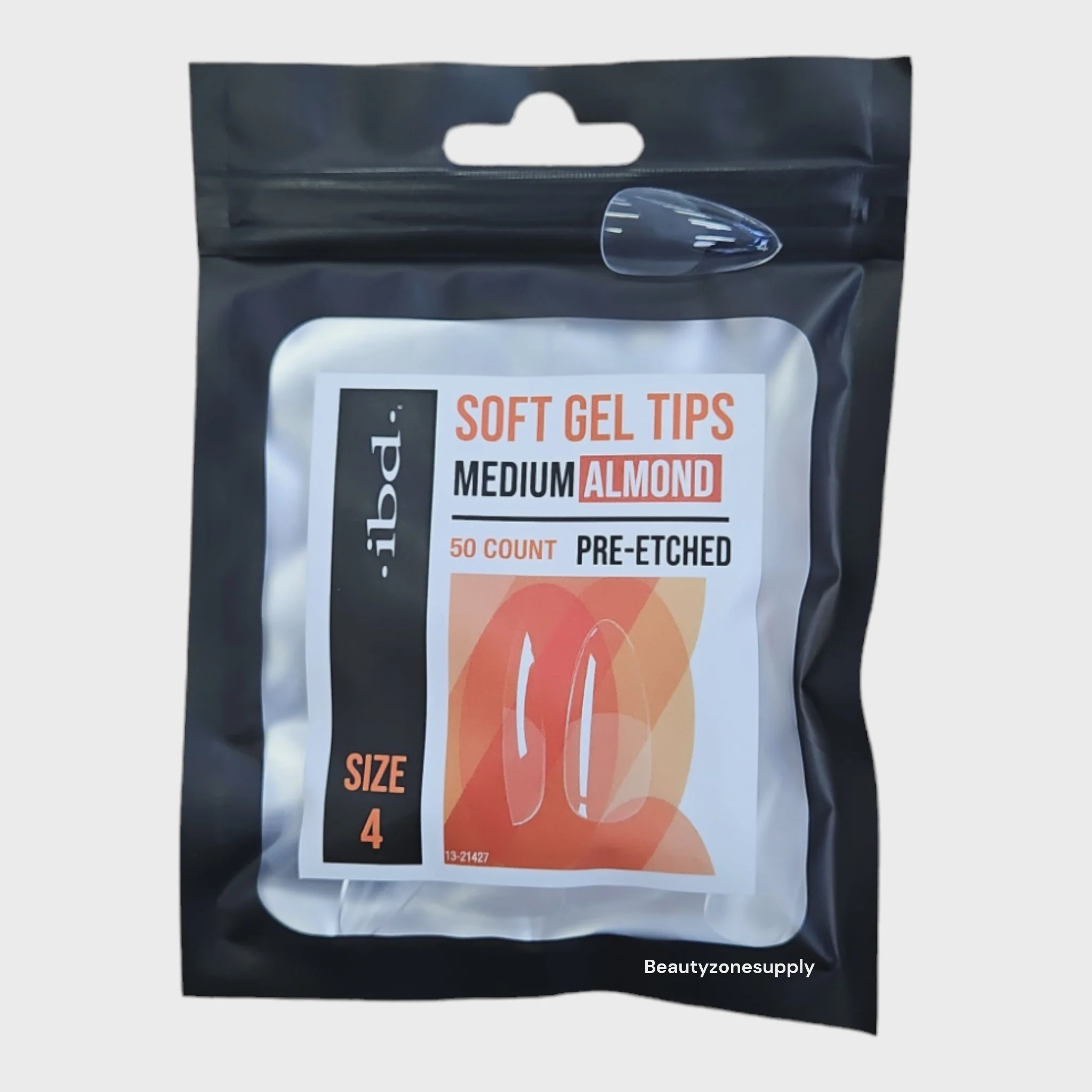 Ibd Clear Soft Gel Tips Almond Medium Refill Size 4 #37515