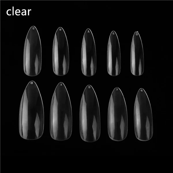 100pcs/box Almond Fake Nails Clear/Natural Full Cover With Box
