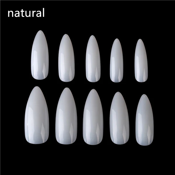 100pcs/box Almond Fake Nails Clear/Natural Full Cover With Box - Image 3