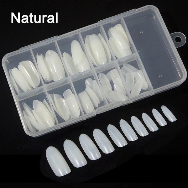 100pcs/box Oval Fake Nails Clear/Natural Full Cover With Box