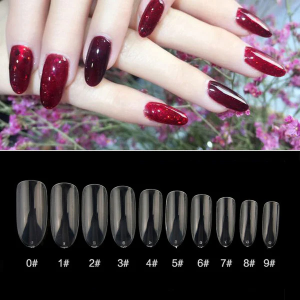 100pcs/box Oval Fake Nails Clear/Natural Full Cover With Box - Image 2