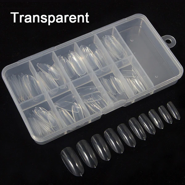 100pcs/box Oval Fake Nails Clear/Natural Full Cover With Box - Image 4