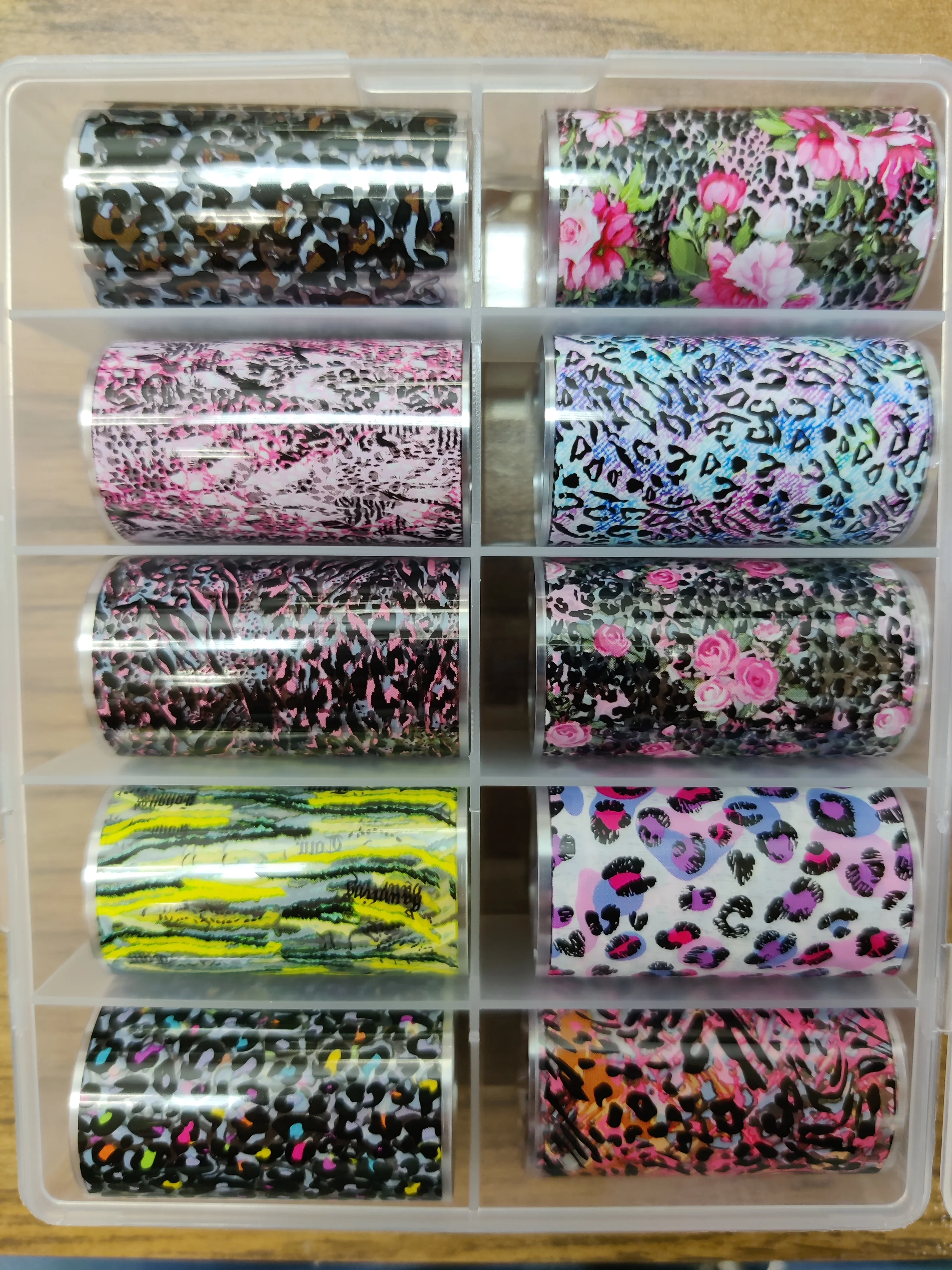 10pcs Nail Foil Set Mix Designs Adhesive Wraps Transfer Paper Nail Art - Image 10