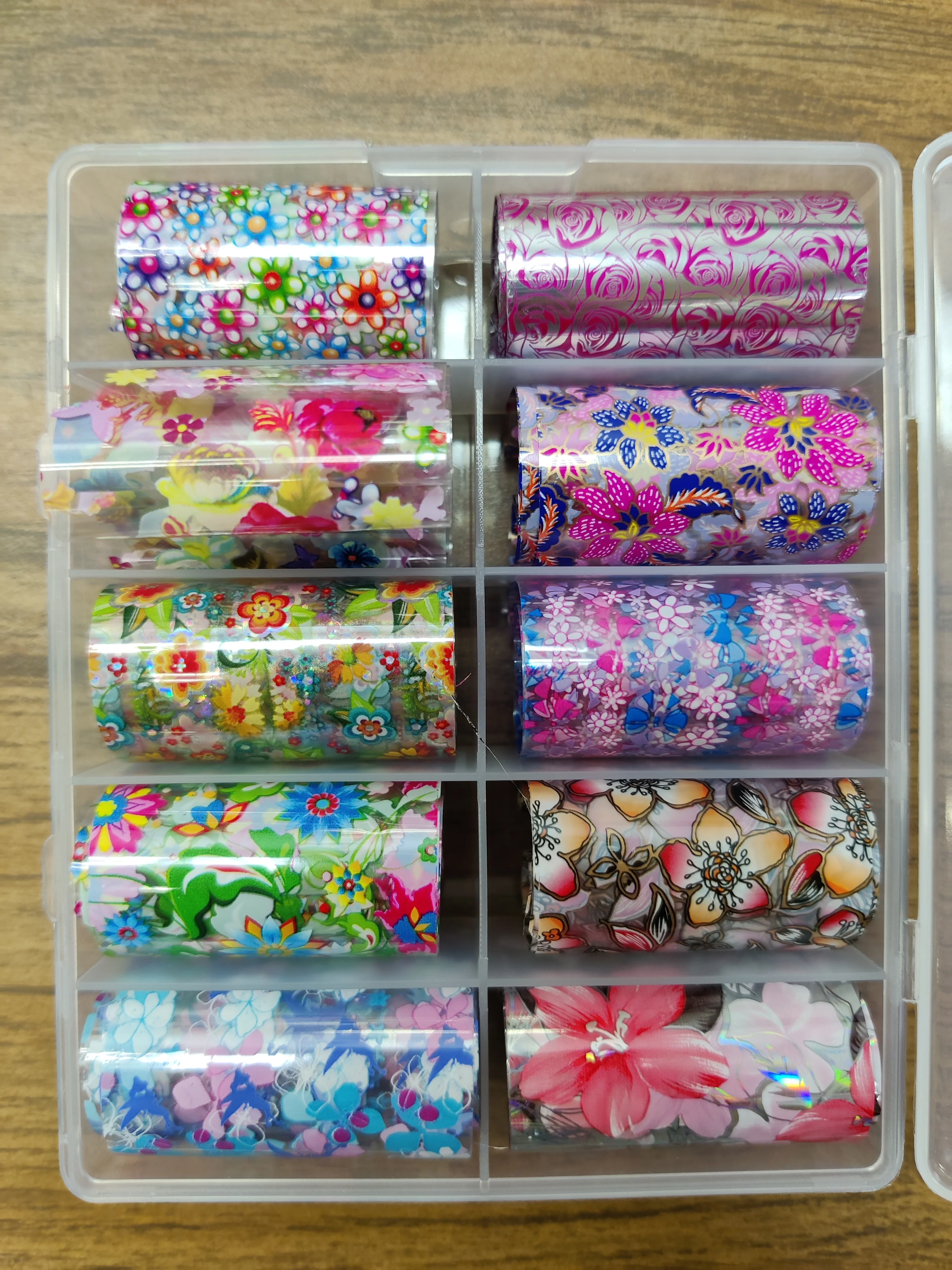 10pcs Nail Foil Set Mix Designs Adhesive Wraps Transfer Paper Nail Art - Image 6