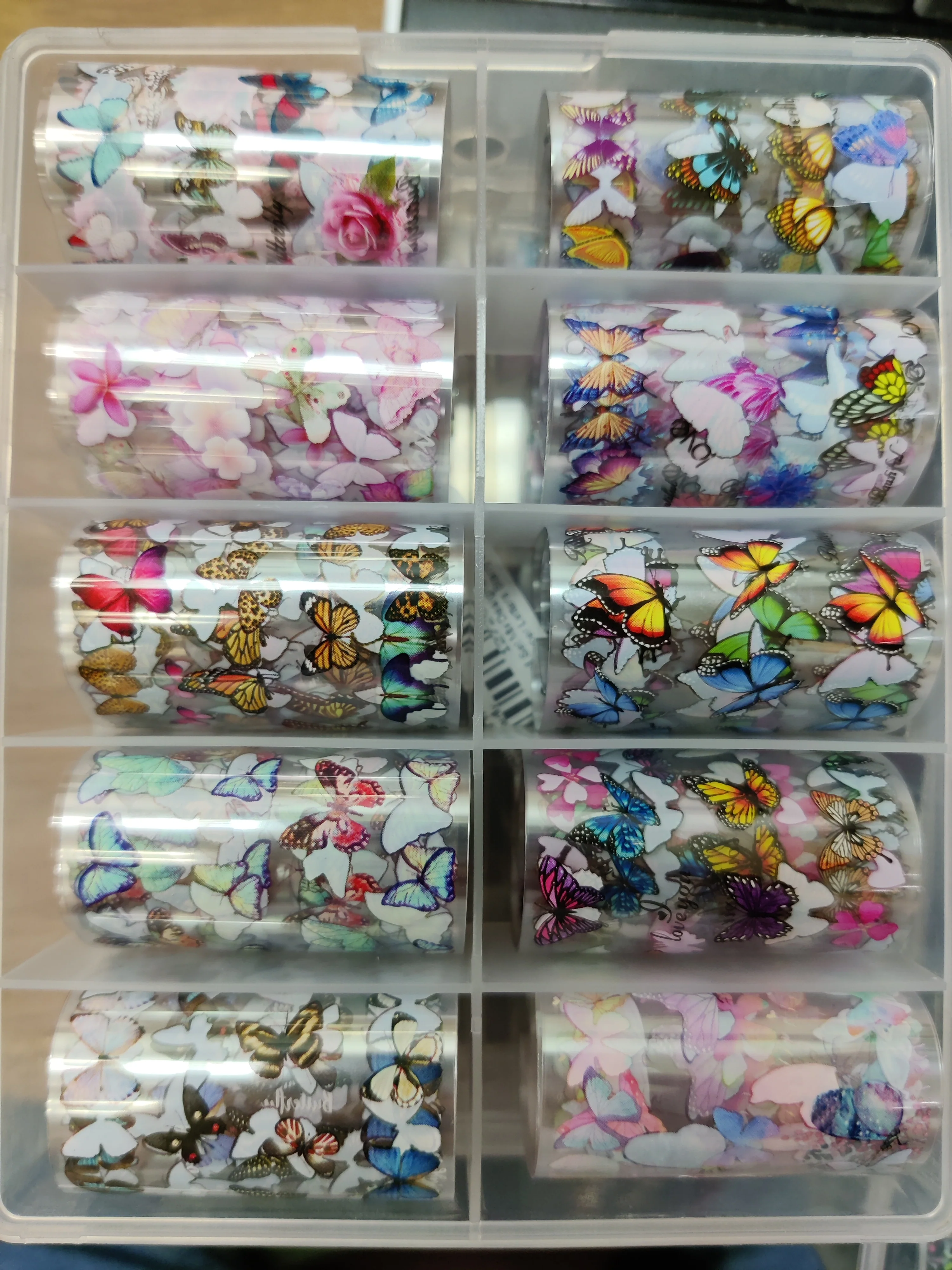 10pcs Nail Foil Set Mix Designs Adhesive Wraps Transfer Paper Nail Art - Image 7