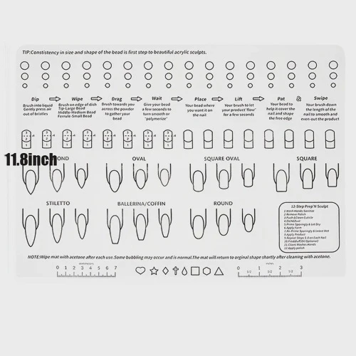 Reusable Acrylic nail training Mat Practice