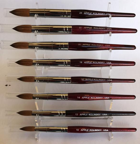 Apple Acrylic Nail Brush Kolinsky Red wood Size 10 - Image 2