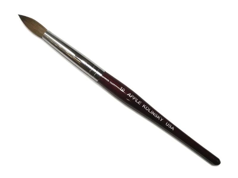 Apple Acrylic Nail Brush Kolinsky Red wood Size 10 - Image 3