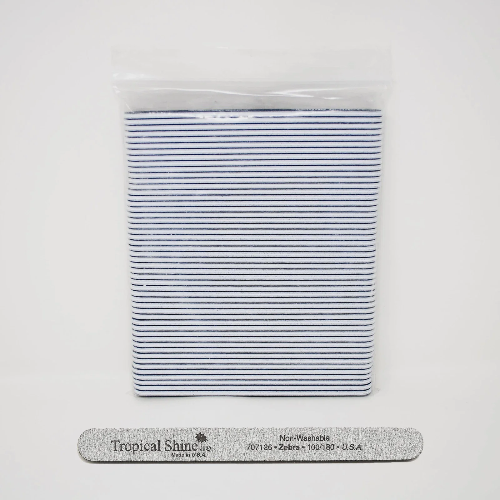 Tropical Shine Regular 7.5 in Zebra Nail File 100/100 (50 PC)#17259