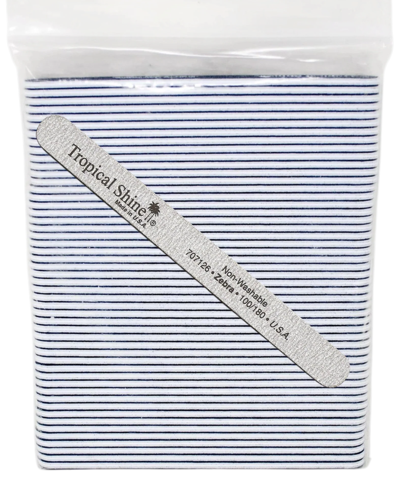 Tropical Shine Regular 7.5 in Zebra Nail File 100/180 (50 PC) #17207
