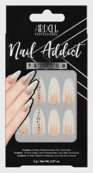 Ardell Press-on Nails Premium Nail Addict Nude Light Crystals  #54601