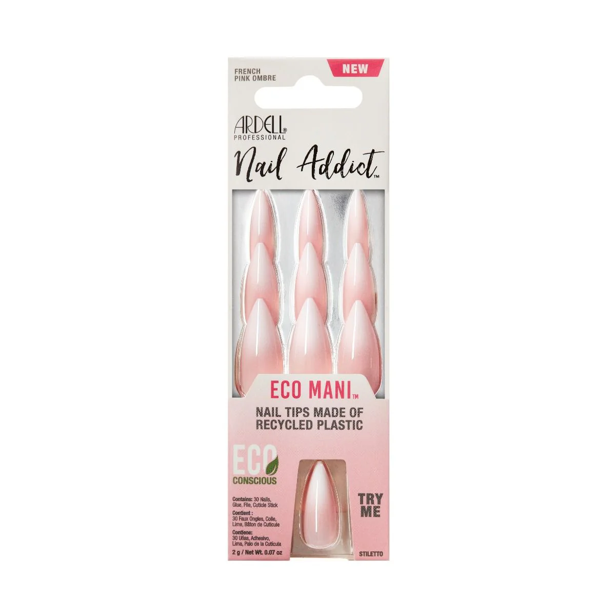 Ardell Press-on Nails Nail Addict Eco Mani French Pink Ombre #58640