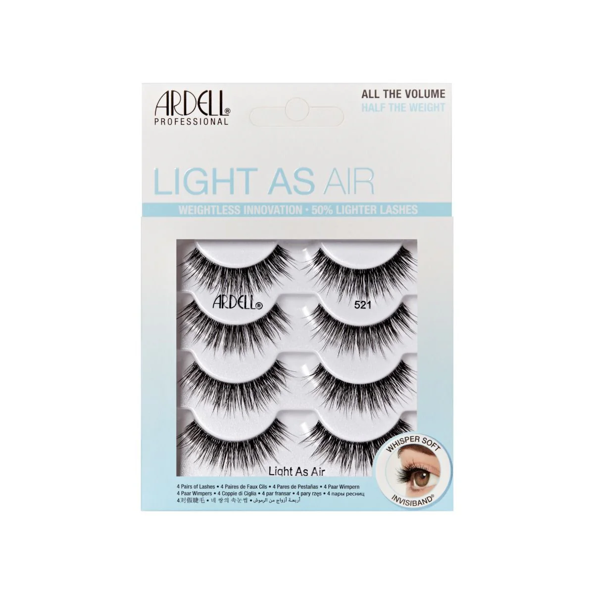 Ardell Eyelash Light As Air 521 4 Pack #99236