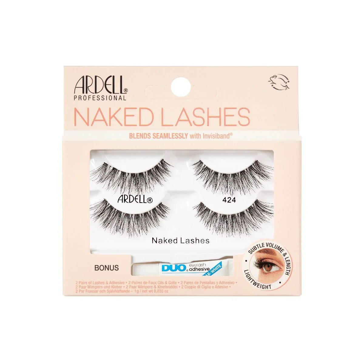 Ardell Eyelash Twin Pack + 1 gram DUO Pipette Naked Lashes 424 #75819