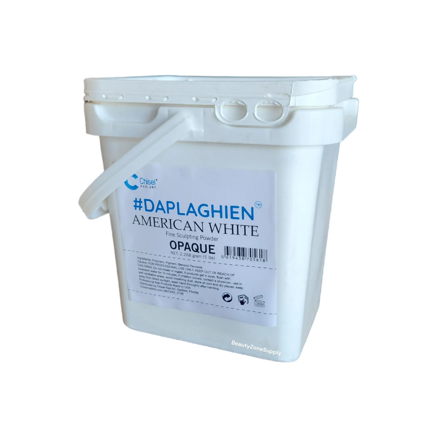 Chisel Acrylic Powder Daplaghien 5 lb Refill American White Opaque