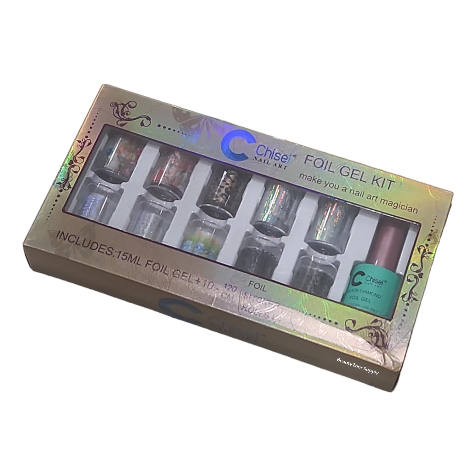 Chisel Nail Art foil gel kit 10 foil and Foil Gel