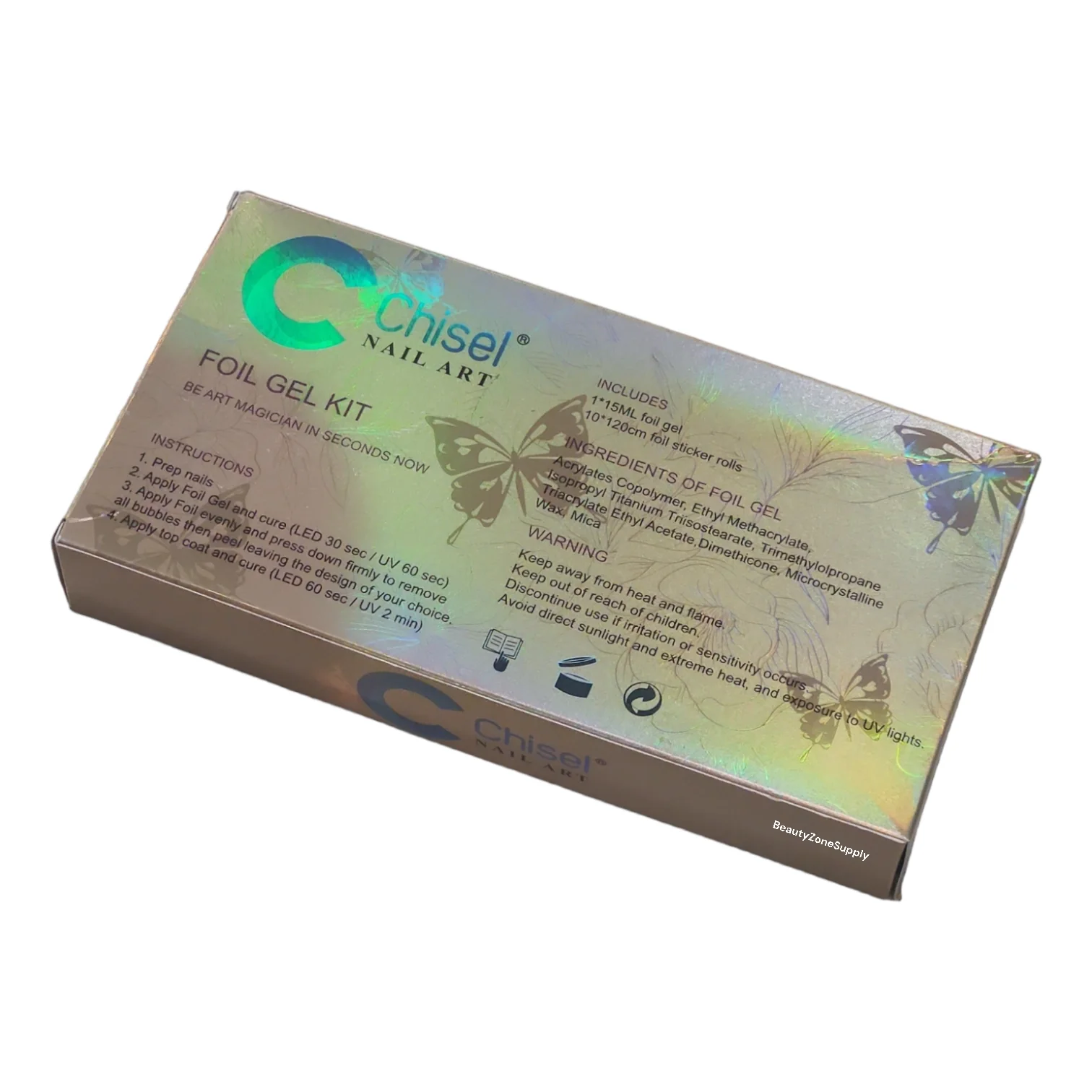 Chisel Nail Art foil gel kit 10 foil and Foil Gel - Image 2