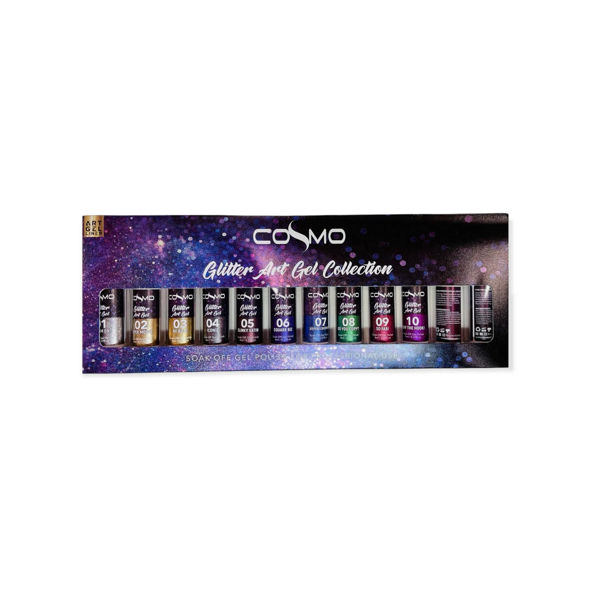 Cosmo Gel Art Glitter art Gel Collection Set 12 Bottle