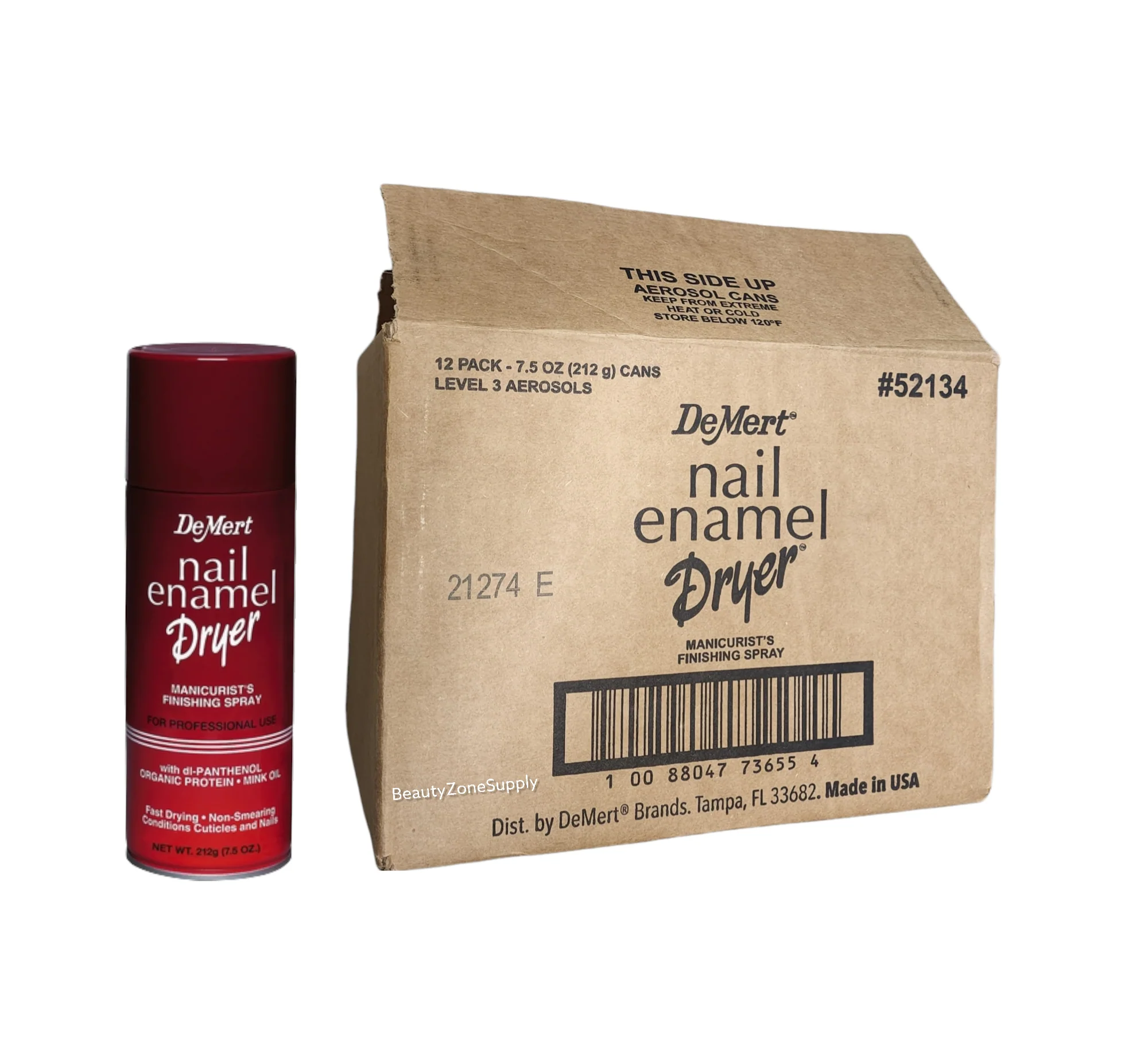 DeMert Nail Enamel Dryer Fast Nail Polish Dryer Spray Case 12 Can 7.5 oz new