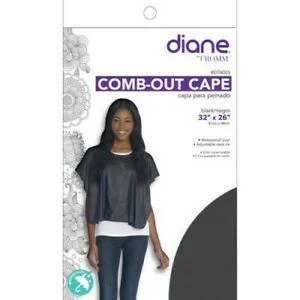 Diane Adjustable Neck Tie Comb-Out Cape 32" X 26" Black Vinyl DTA005 - Image 2