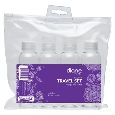 Diane Travel Set Four 3 oz. Bottles in Zip Top Pouch Clear D3017 - Image 3
