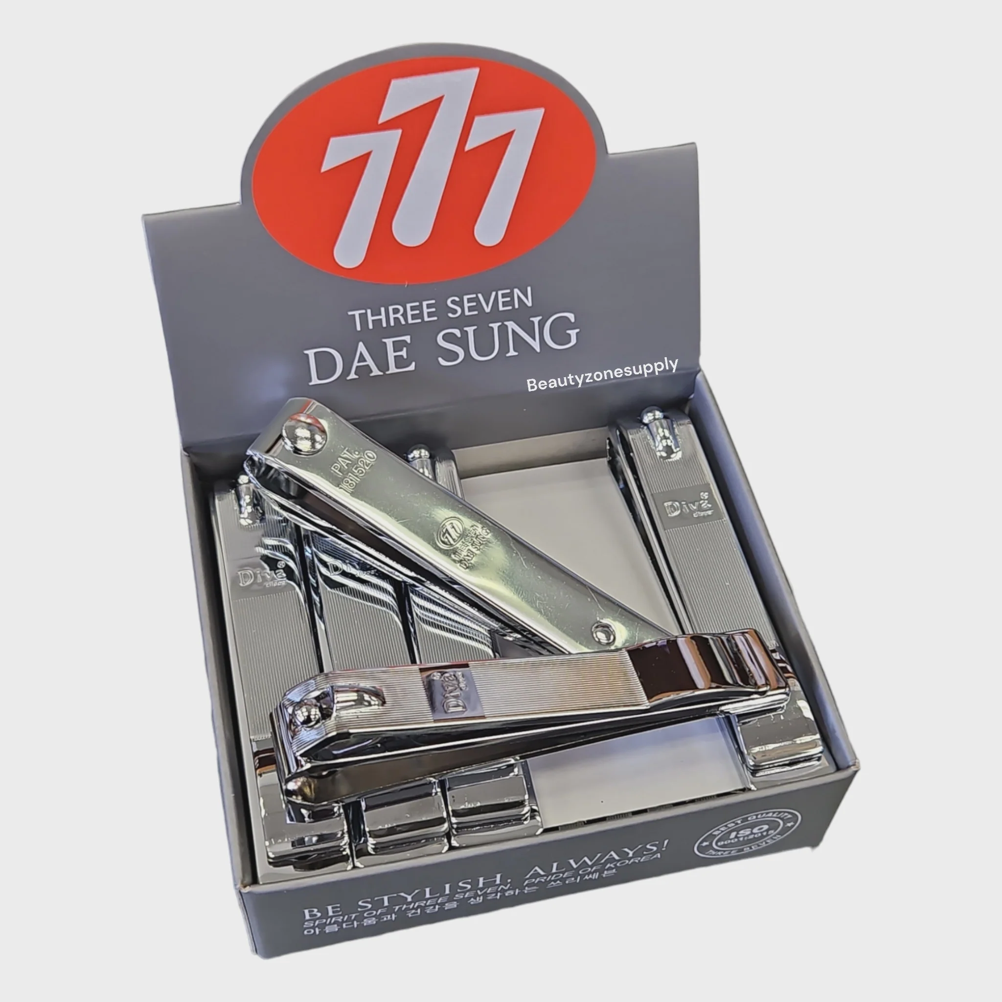 Diva Three Seven (777) Nail Clipper Stainless Steel Box 12 pcs Silver - Image 2