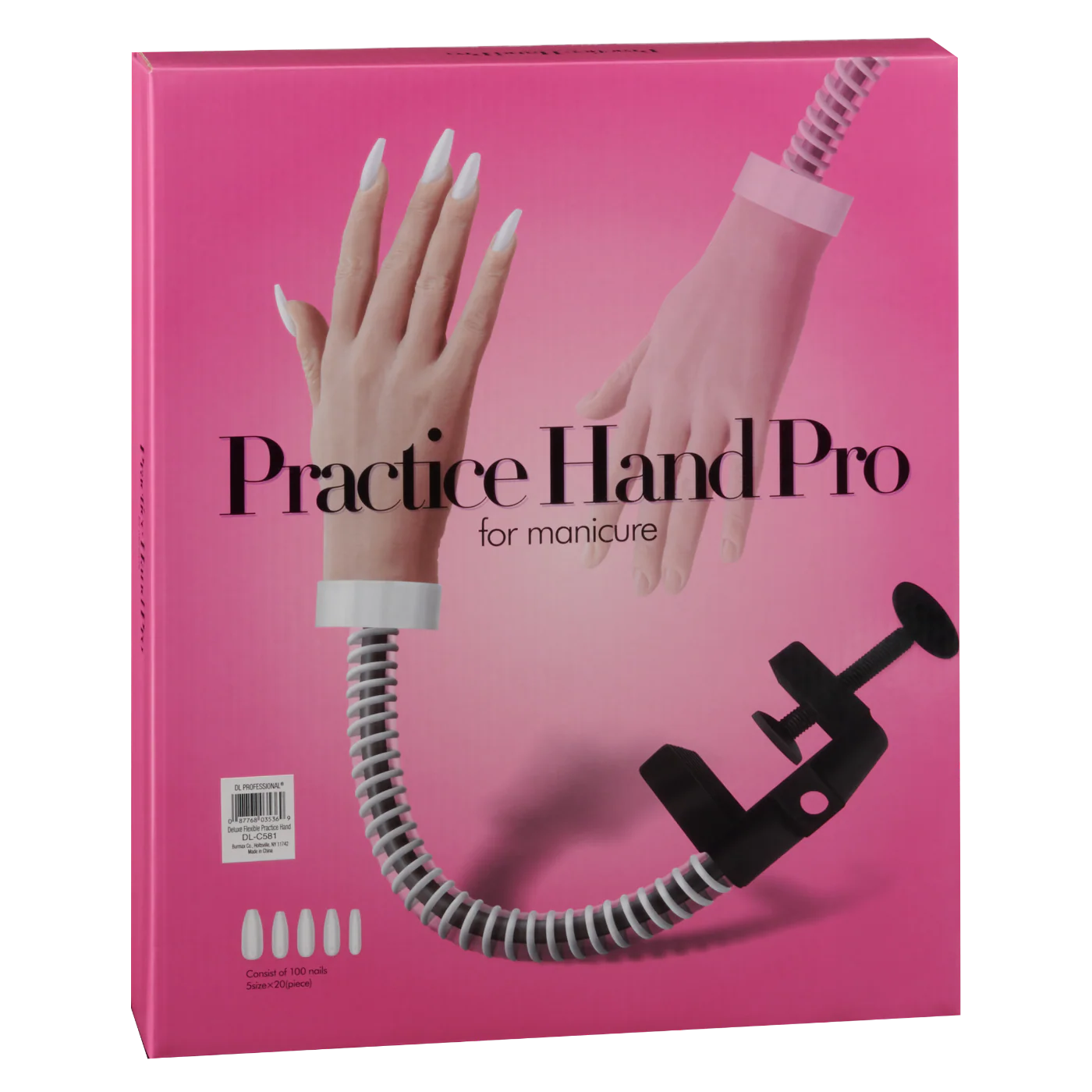 DL Pro Deluxe Flexible Practice Hand with 100 Nail Tips #DL-C581