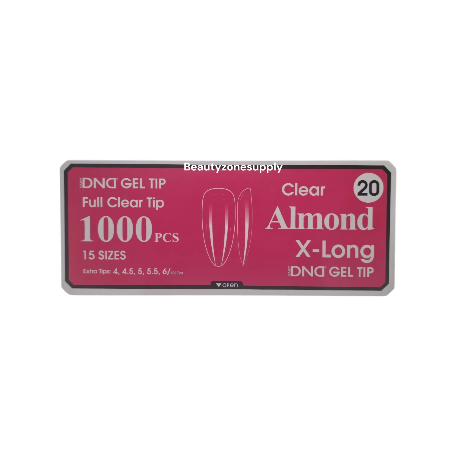 DND Soft Gel Tips Full Clear Tip Almond X-Long 1000 tips #20 - Image 2