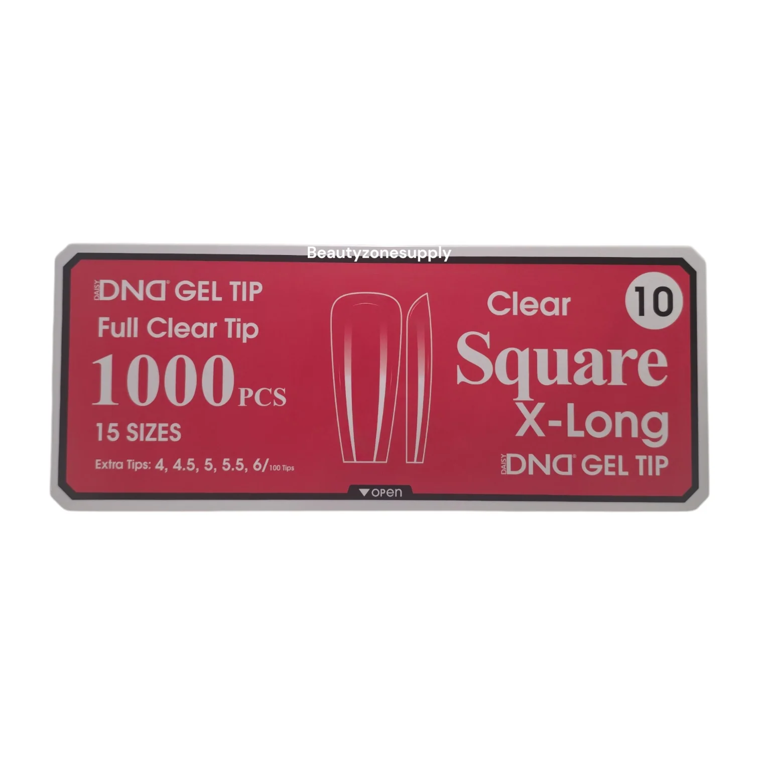 DND Soft Gel Tips Full Clear Tip Square X-Long 1000 tips #10 - Image 2