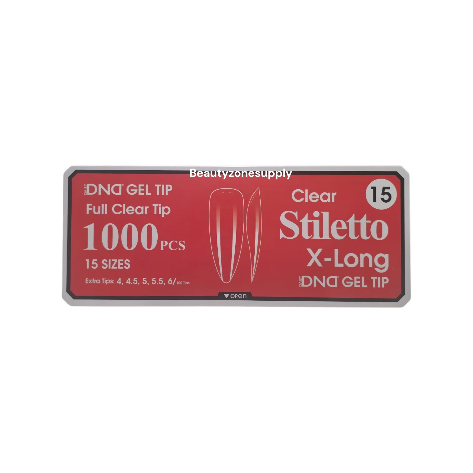 DND Soft Gel Tips Full Clear Tip Stiletto X-Long 1000 Tips #15 - Image 2