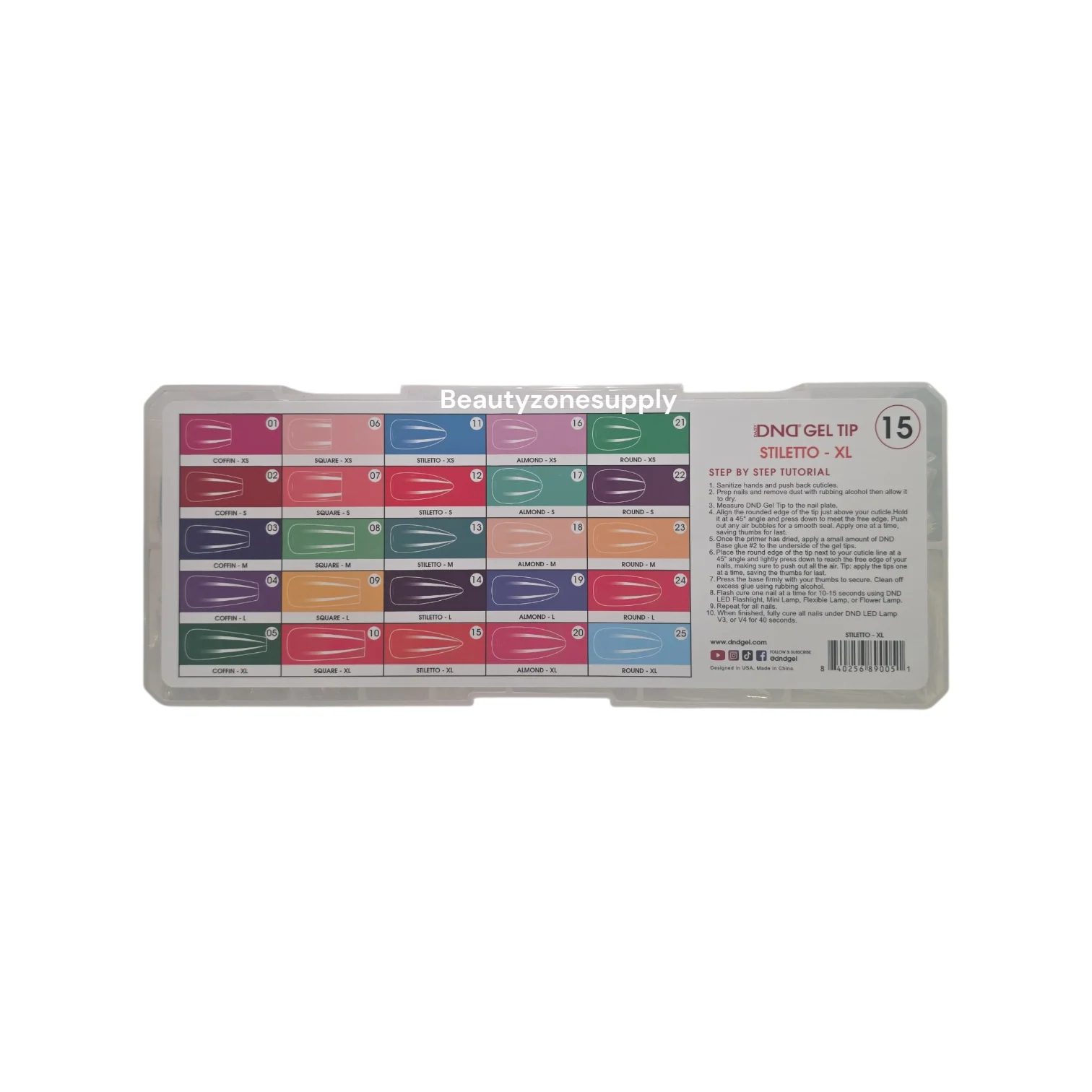 DND Soft Gel Tips Full Clear Tip Stiletto X-Long 1000 Tips #15 - Image 3