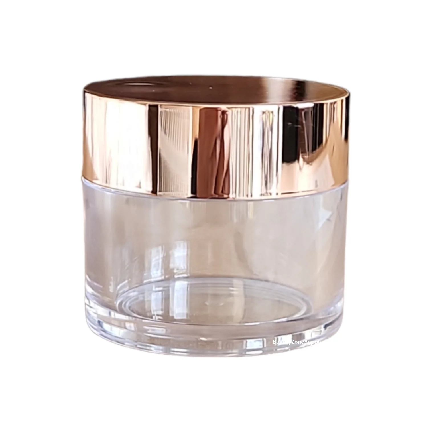 Double Wall Plastic Jars 2 oz High Cap Chromed Gold PB02G - Image 2