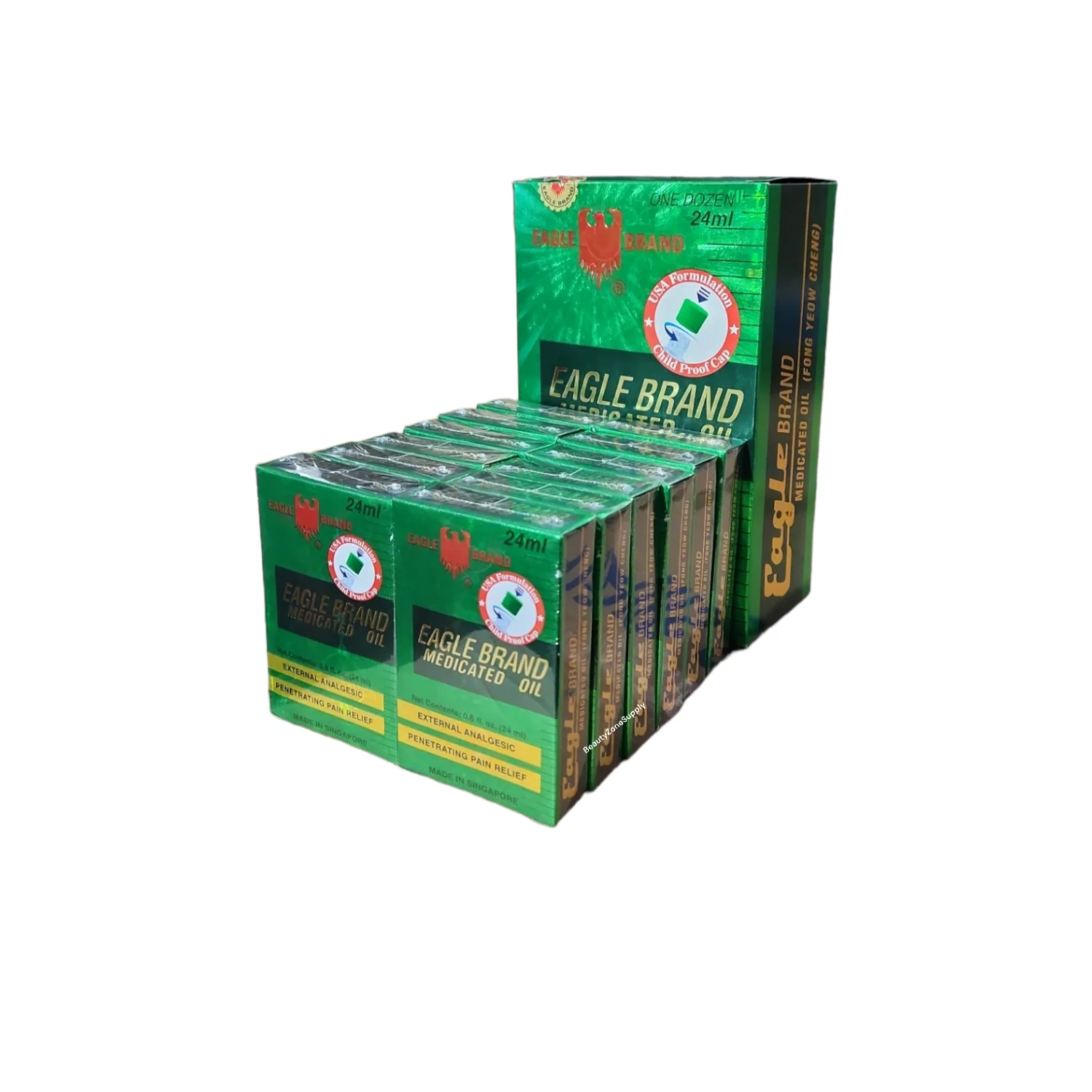 Eagle Brand Medicated Green Oil Dầu gió xanh con ó 24 mL (one Dozen)