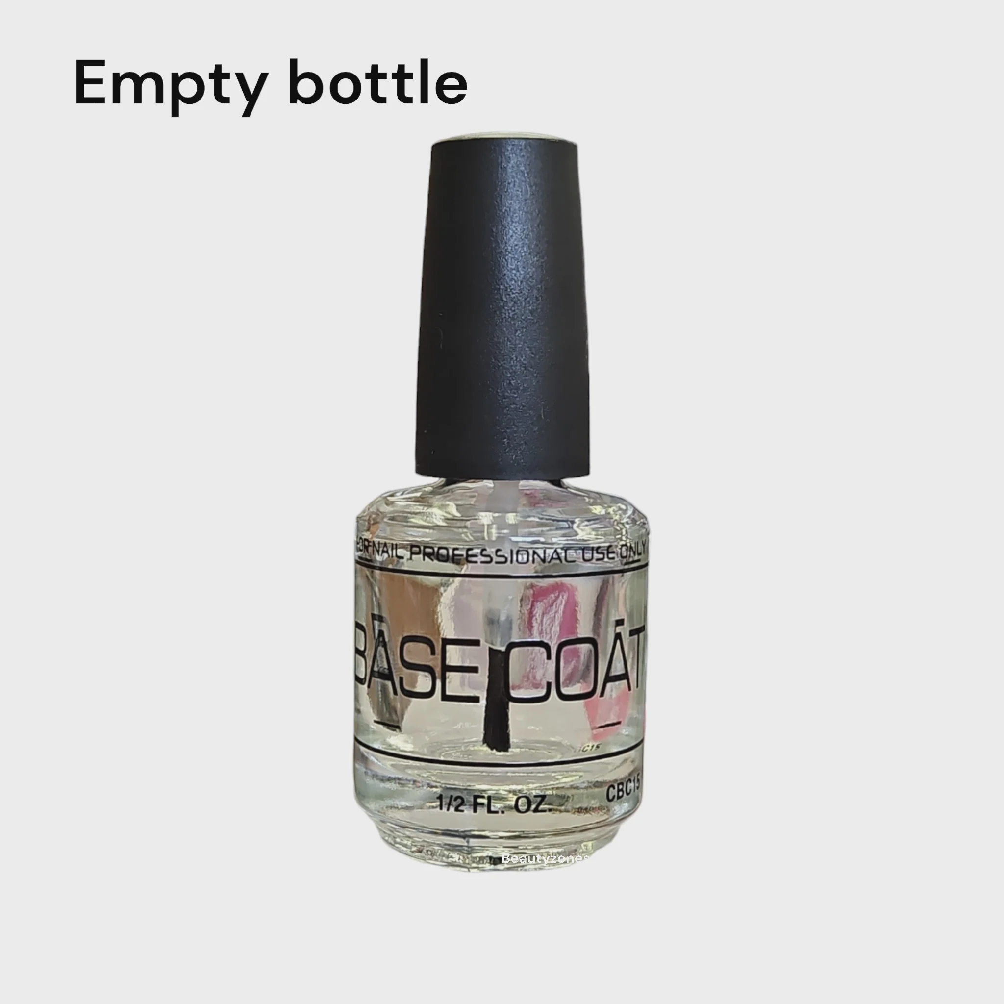 Empty Nail Bottle Clear 0.5 oz BASE COAT - Image 2