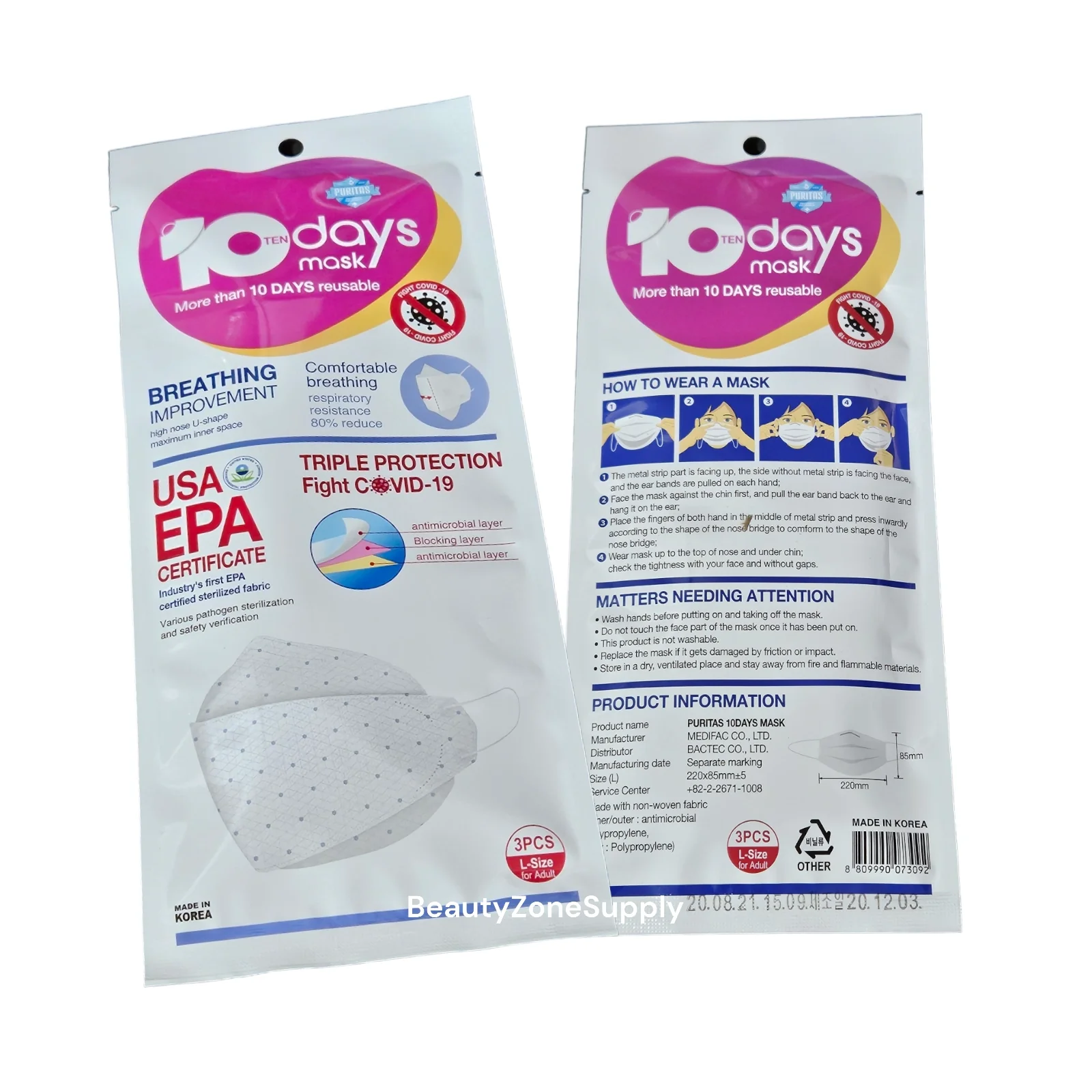 Face mask White 10 Days Face Mask 3 Pack - Image 2