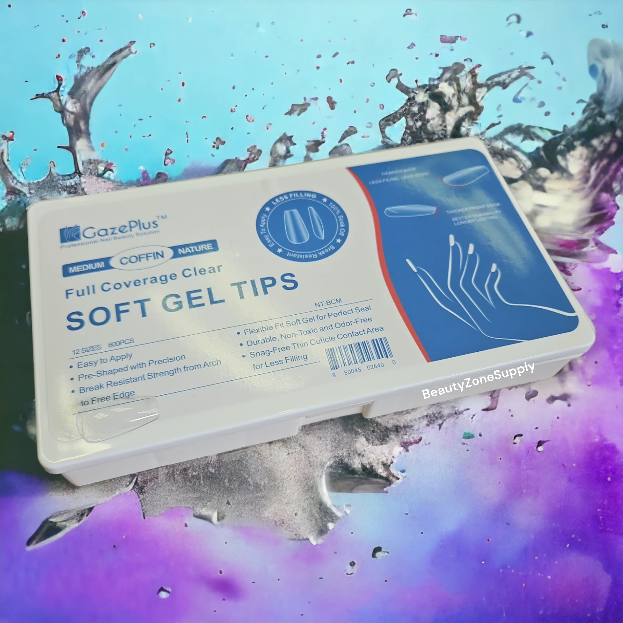 GazePlus Gel x Tips Clear Coffin Nature 12 size 600 pcs - Image 2