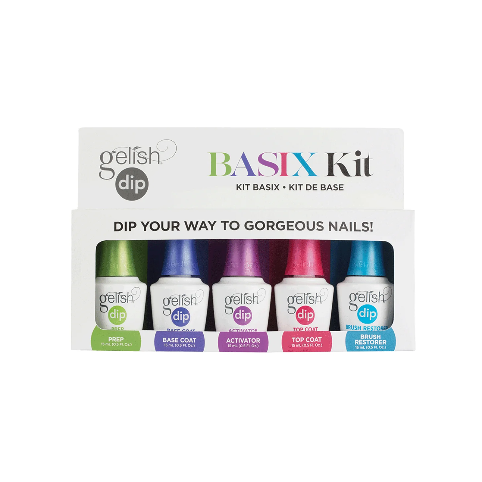 Nail Harmony Gelish Dip Liquid Step Pre Base Activator Top Brush Basix Kit
