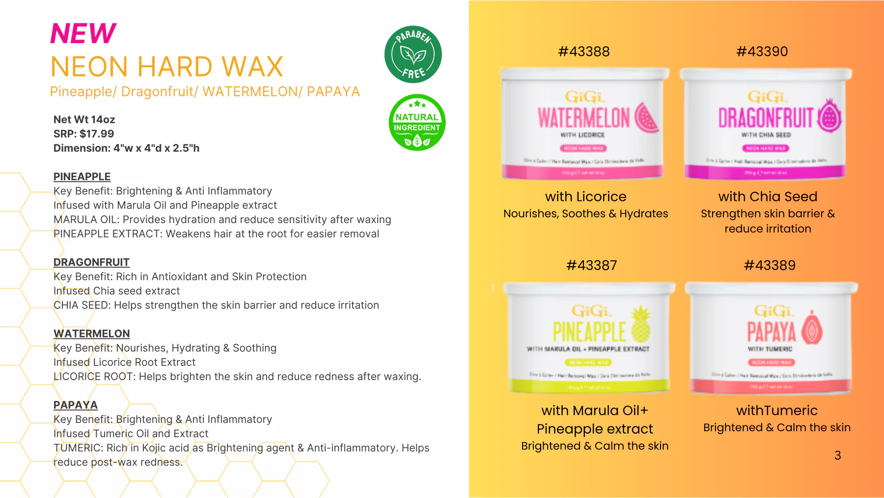 GiGi Wax Can Neon Hard Wax Watermelon 14 oz #43388 - Image 2