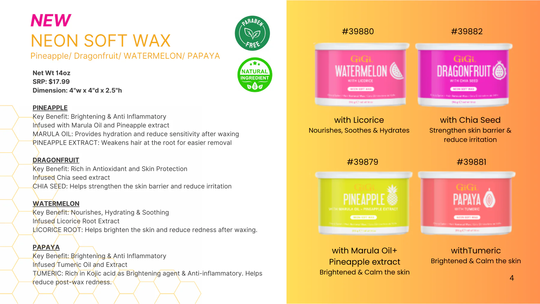 GiGi Wax Can Neon Soft Wax Papaya 14 oz #39881 - Image 2