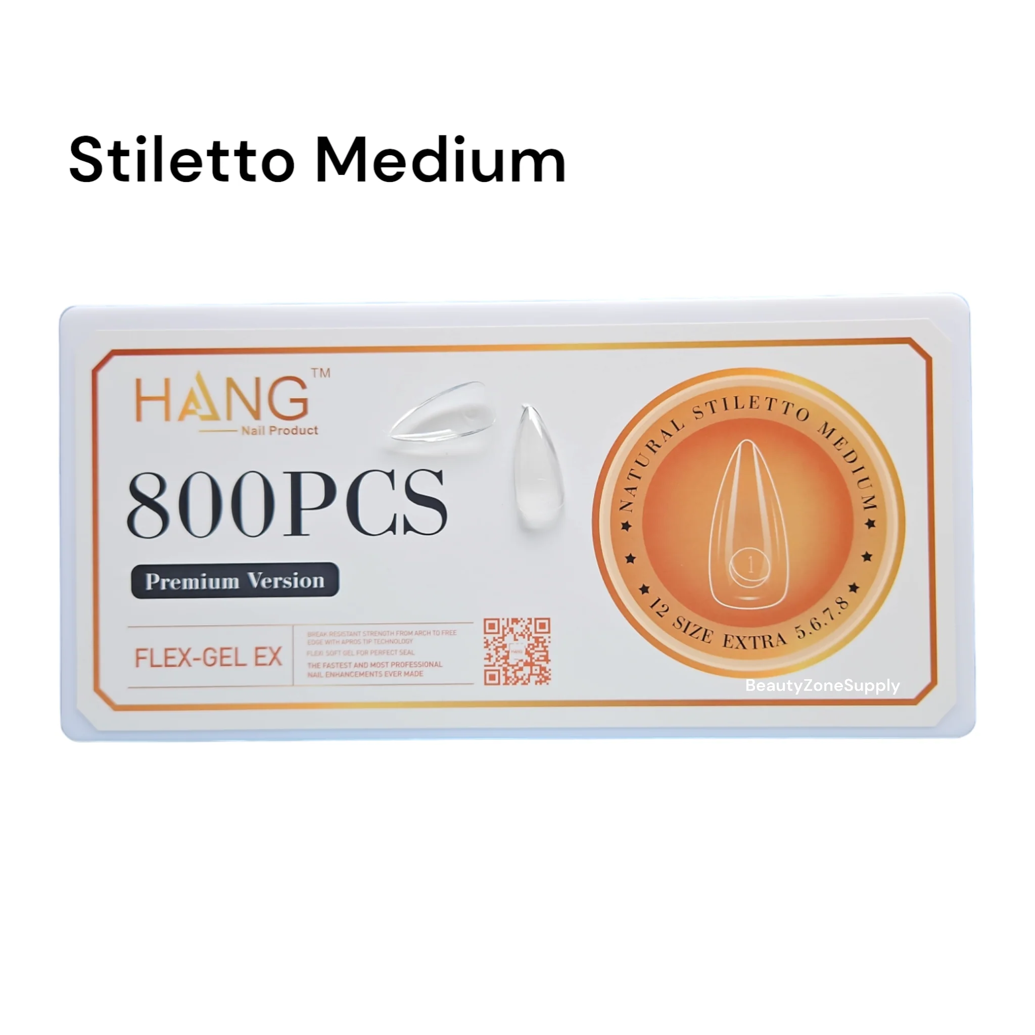 Hang Gel X Flex Gel Premium Stiletto Medium Box 12 Size 800 tips