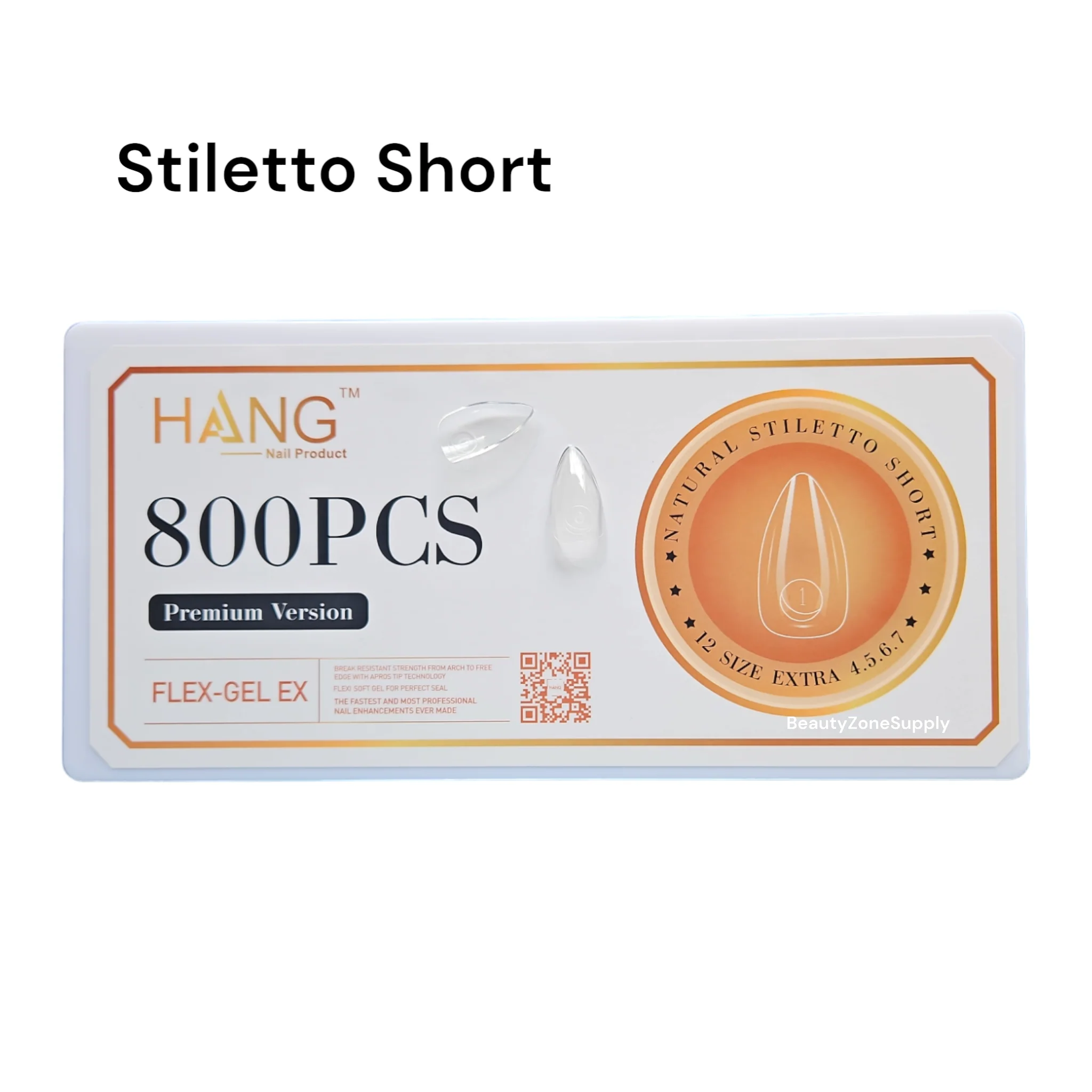 Hang Gel X Flex Gel Premium Stiletto Short Box 12 Size 800 tips