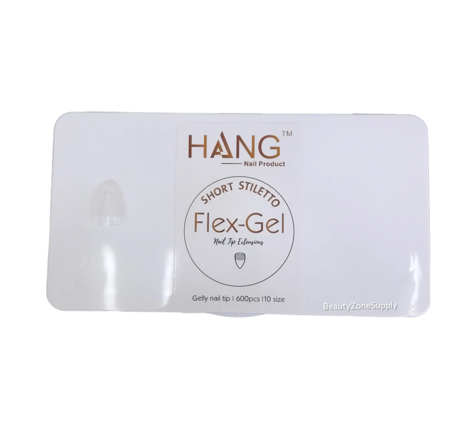 Hang Gel x Tips Stiletto Short 900 ct / 12 Size Natural - Image 2