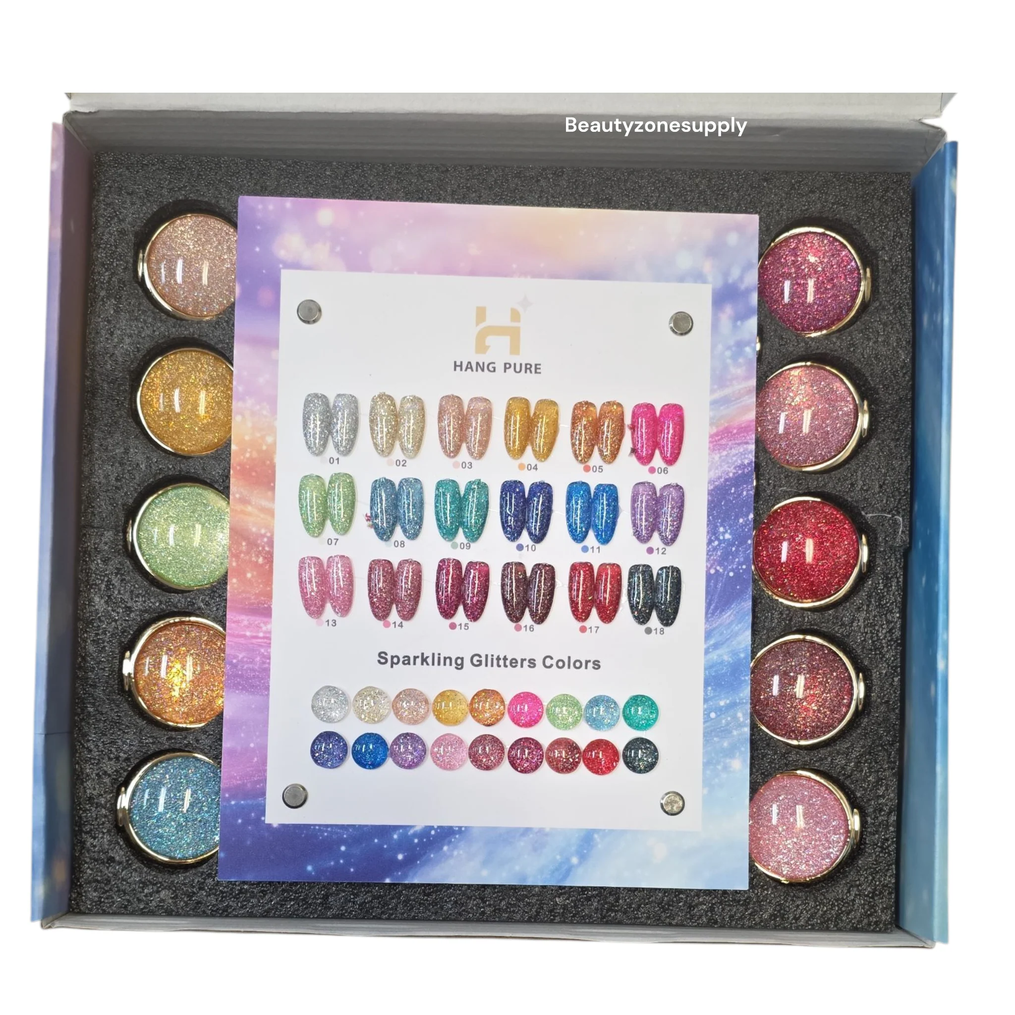 Hang Pure Gel Sparkling Glitters Colors Set 18 Bottle - Image 4
