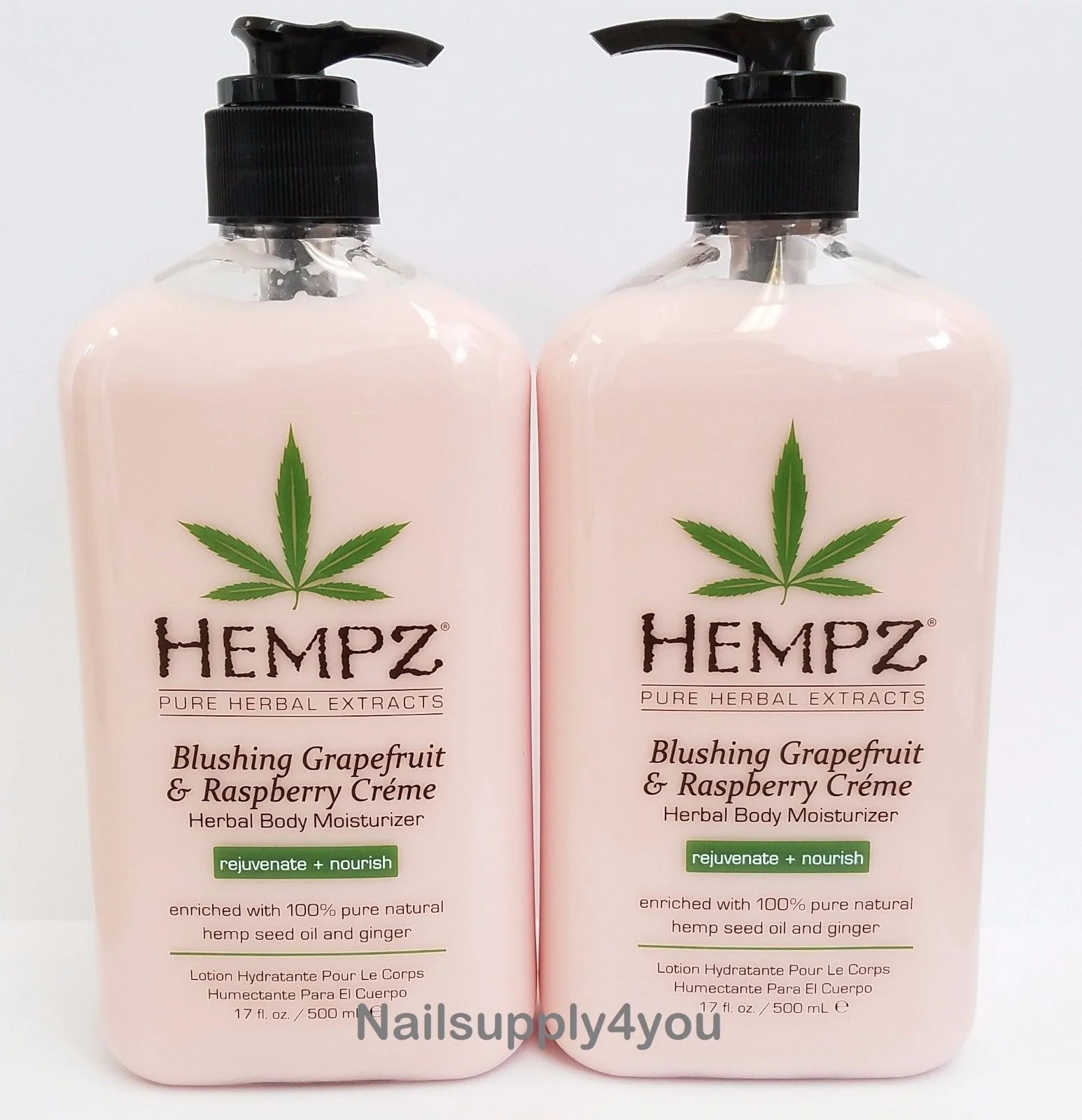 Hempz Blushing Grapefruit & Raspberry Creme Herbal Body Moisturizer - 17 fl. oz (Pack of 2)