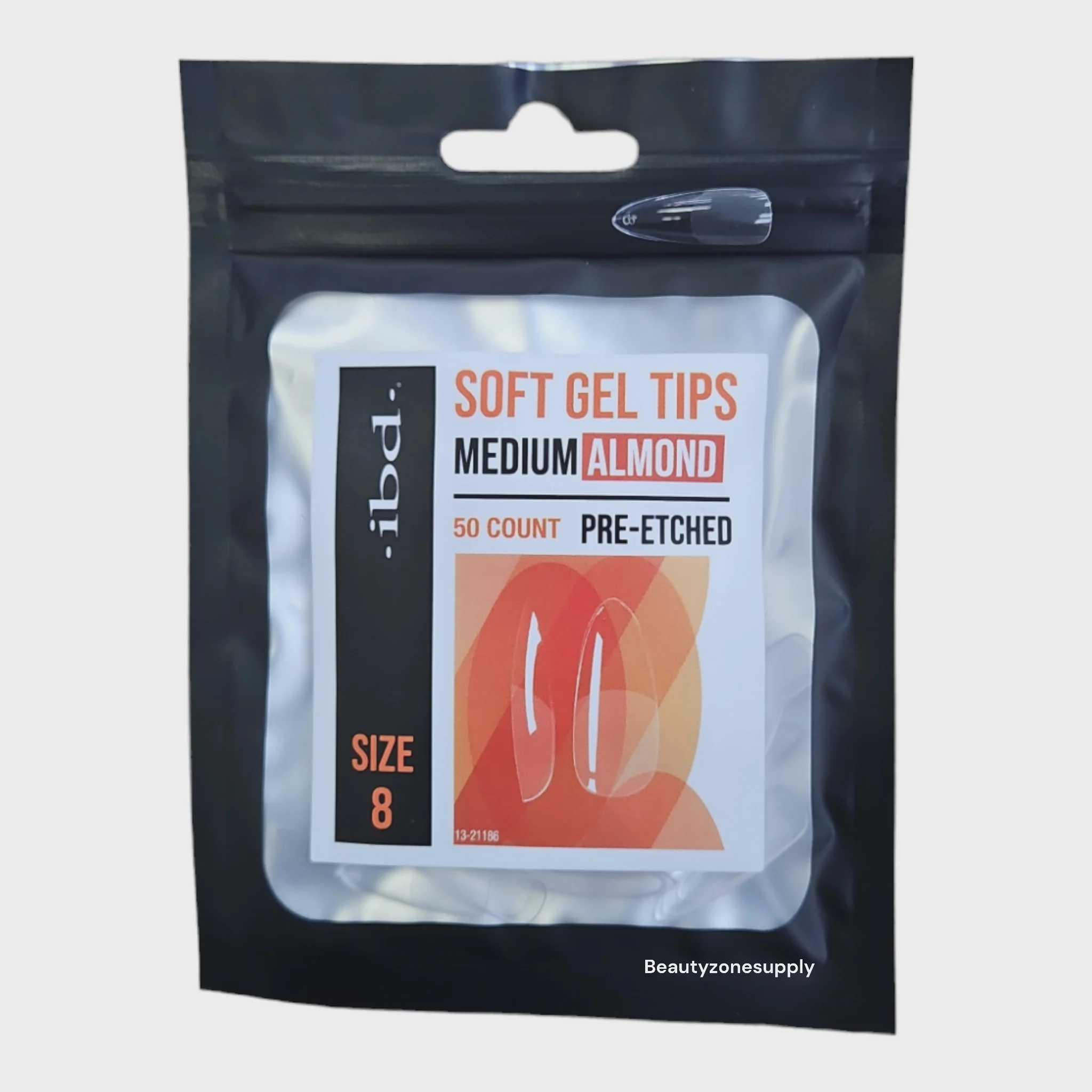 Ibd Clear Soft Gel Tips Almond Medium Refill Size 8 #37460
