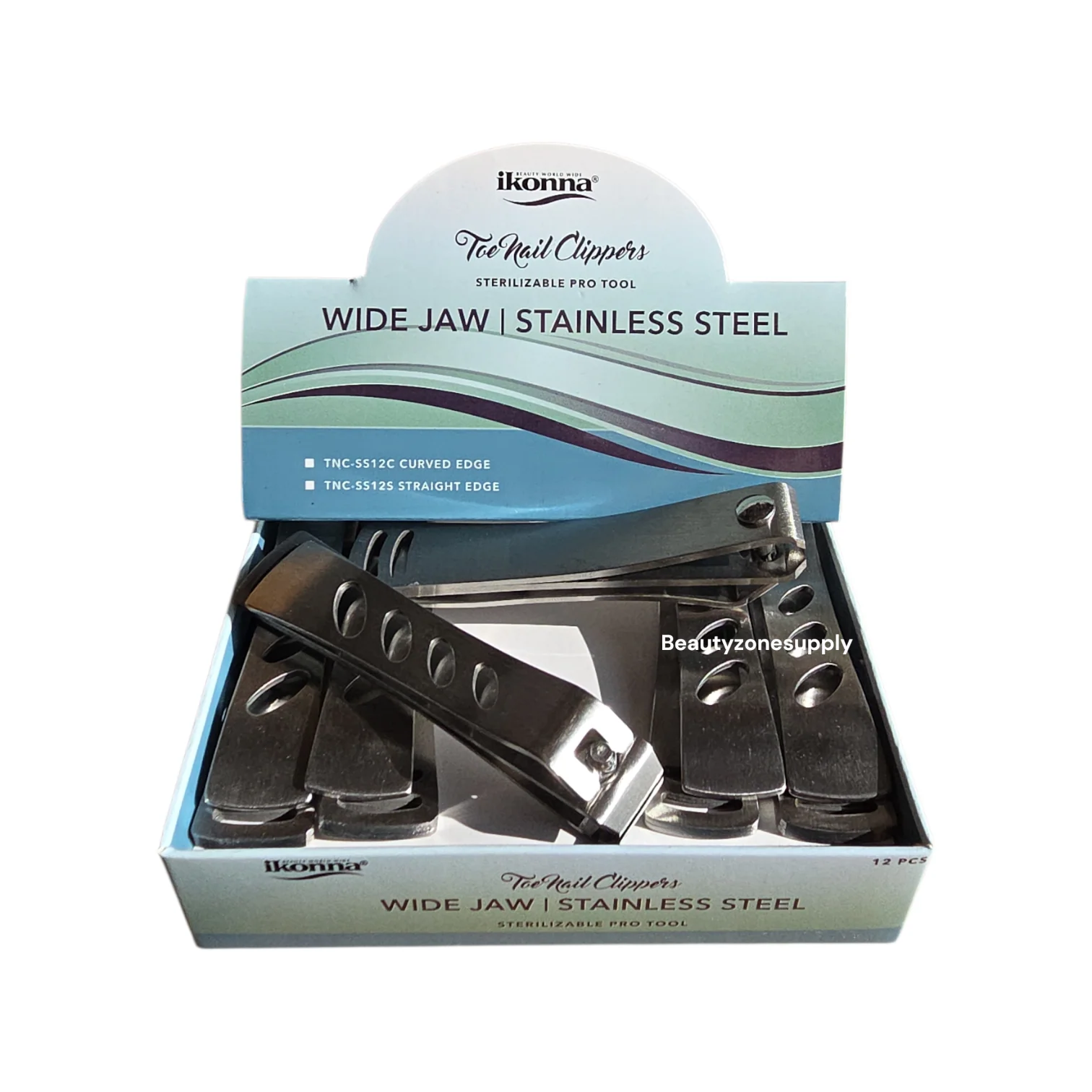Ikonna Stainless Steel Wide Jaw Nail Clipper Straight Edge Pack 12 pc - Image 3