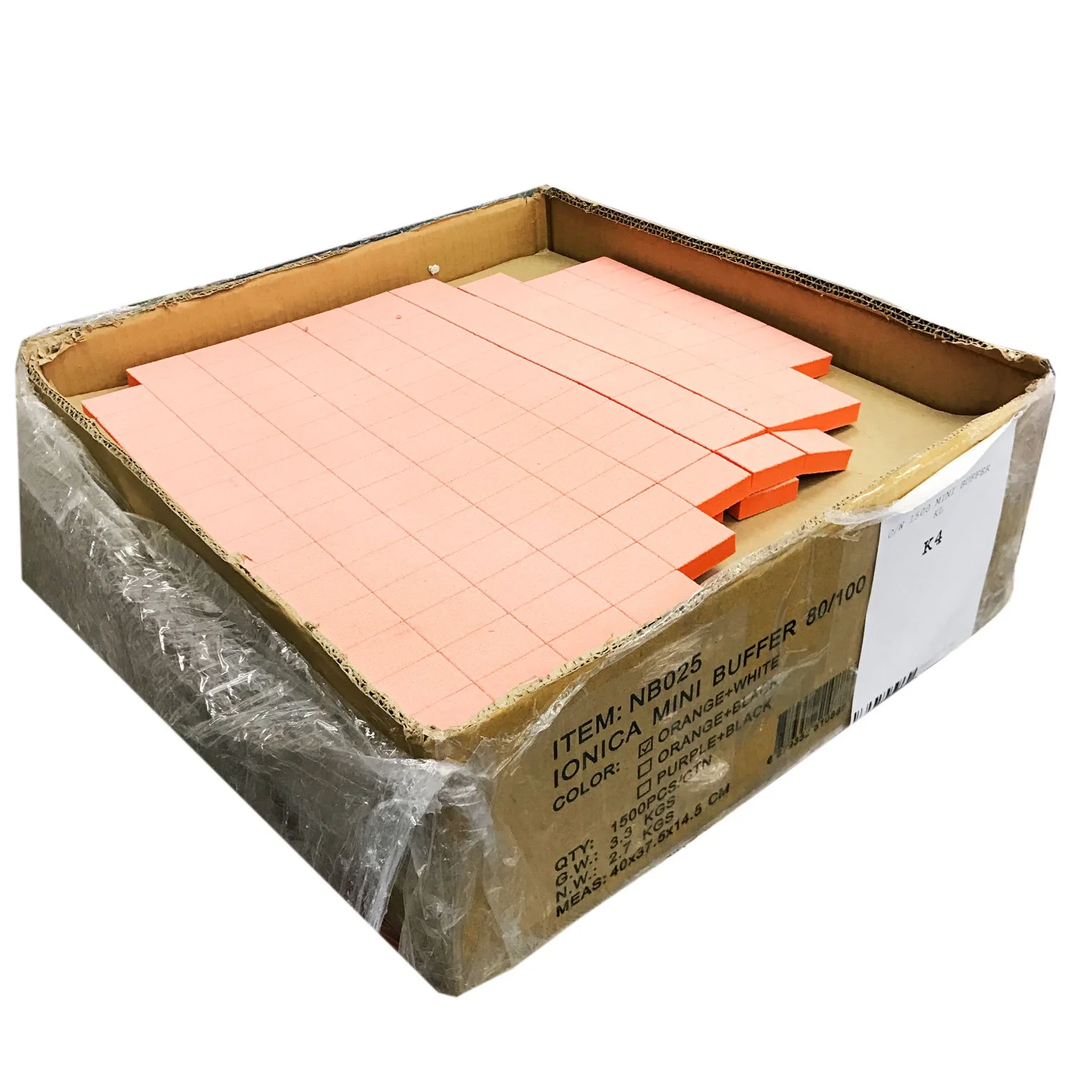 Mini Nail Buffer Orange White Grit 80/100 1500 pc #K4