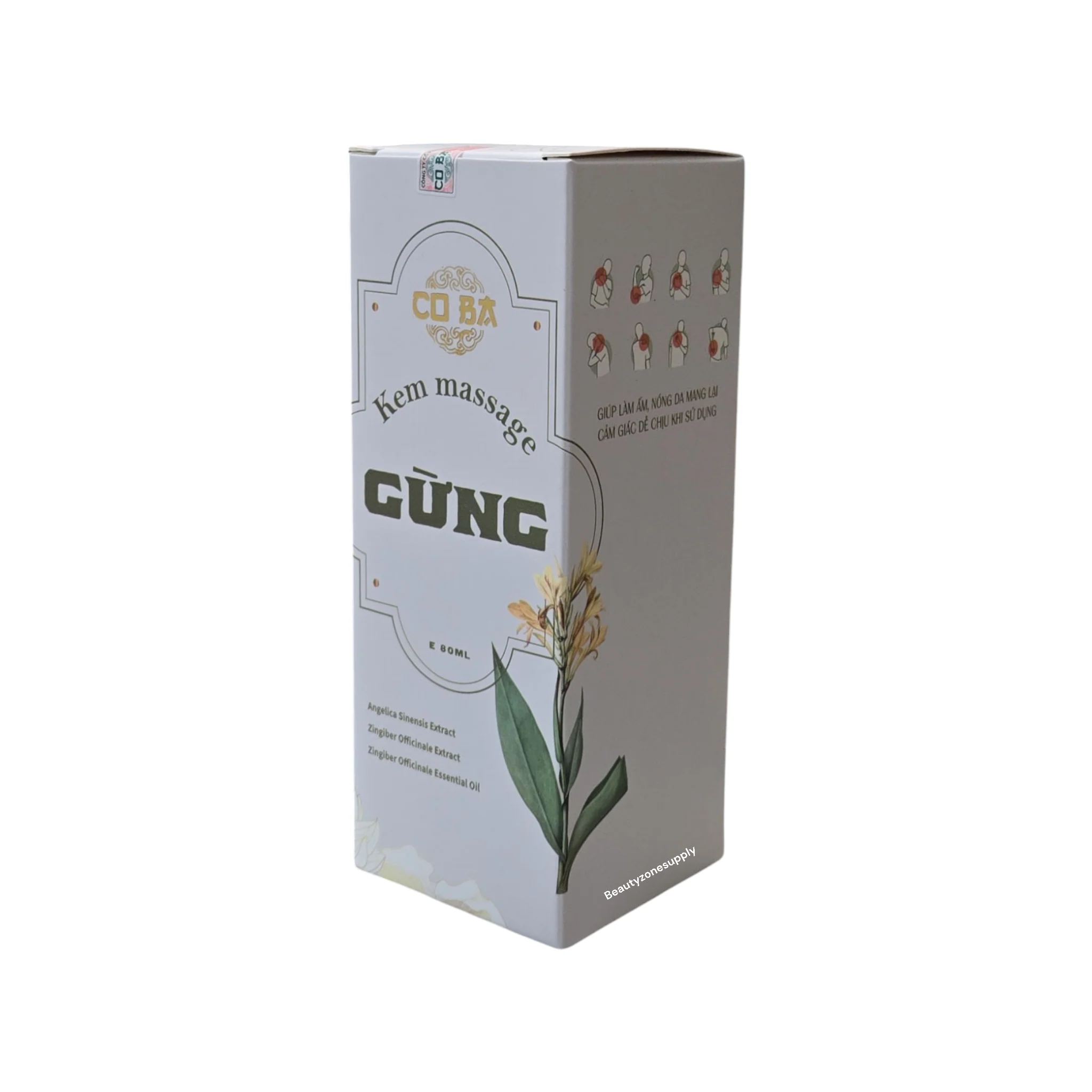 Kem massage Gừng Dưỡng Sinh Cô Ba with Massage Roller 80 mL