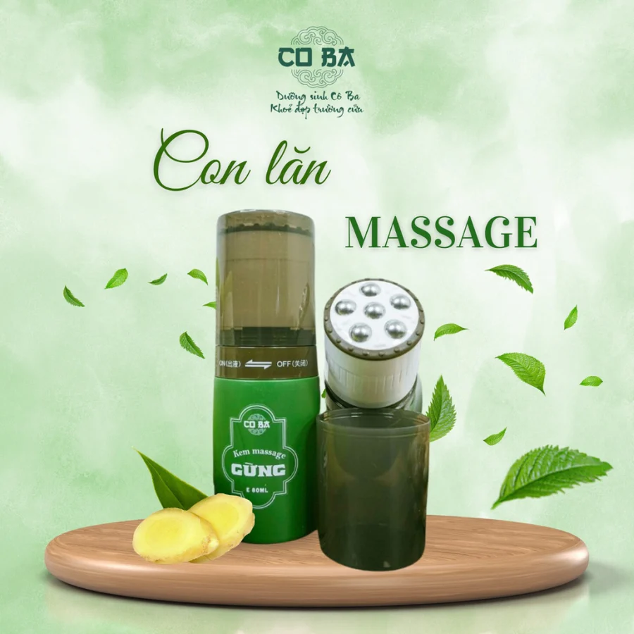 Kem massage Gừng Dưỡng Sinh Cô Ba with Massage Roller 80 mL - Image 2
