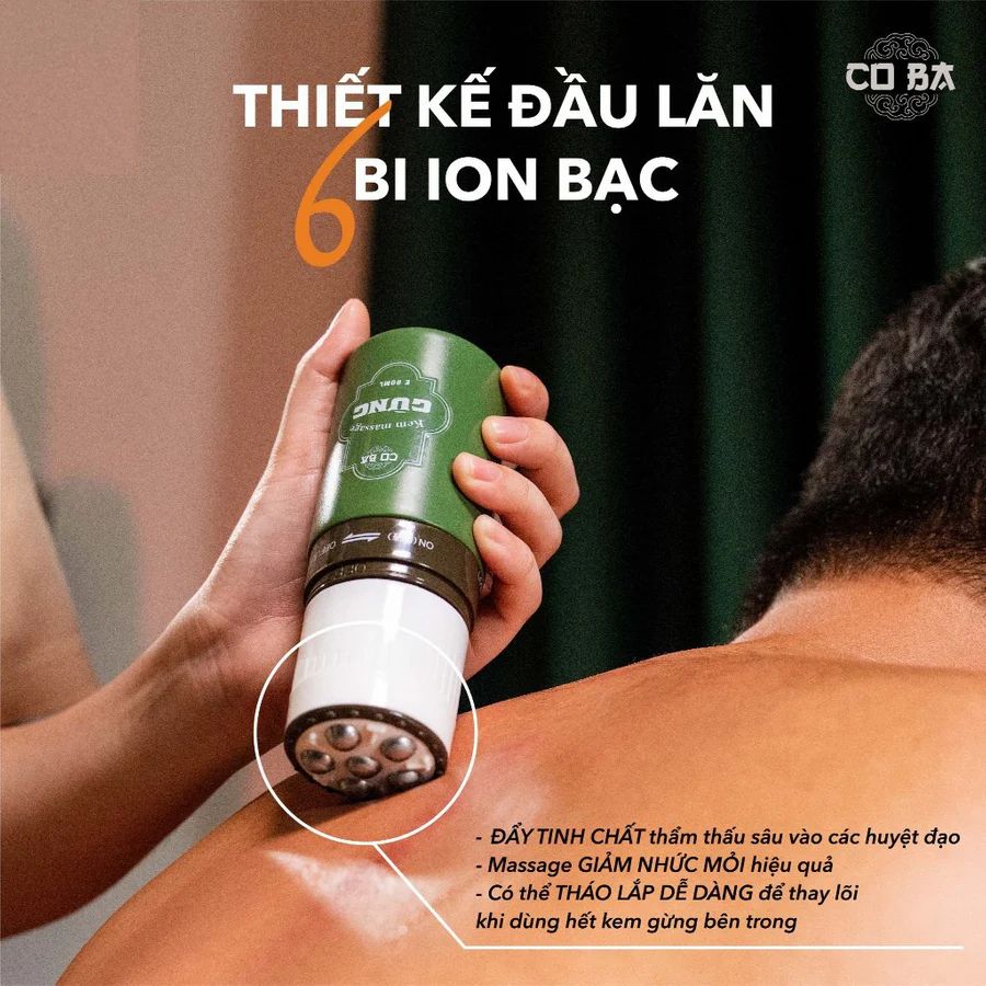 Kem massage Gừng Dưỡng Sinh Cô Ba with Massage Roller 80 mL - Image 3